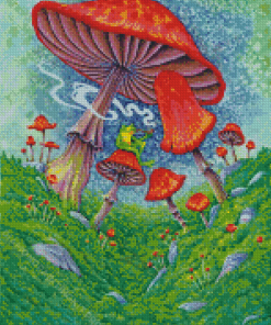 Frog And Mushrooms Diamond Paintings