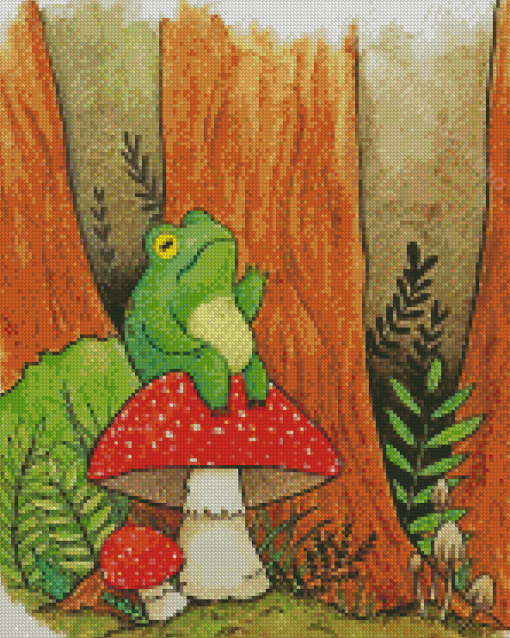 Frog On Mushroom Art Diamond Paintings