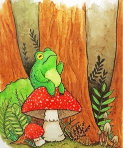 Frog On Mushroom Art Diamond Paintings