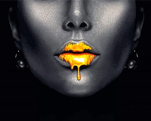 Golden Lips Diamond Paintings