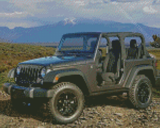 Grey Willys Jeep Diamond Paintings