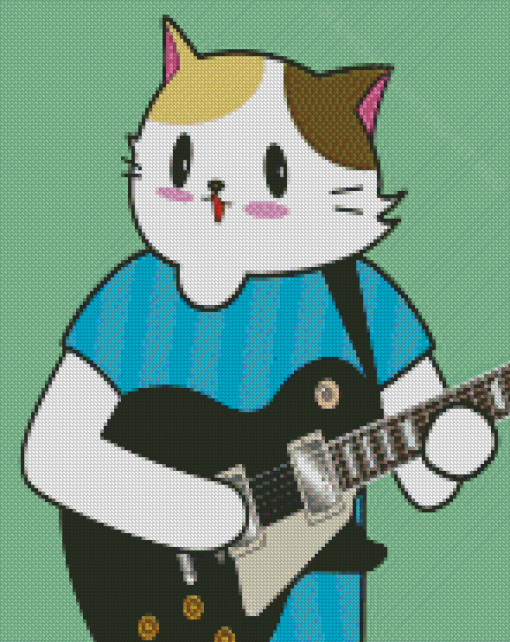 Guitar And Cat Diamond Paintings