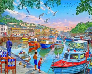 Harbour Cornwall Boats Diamond Paintings