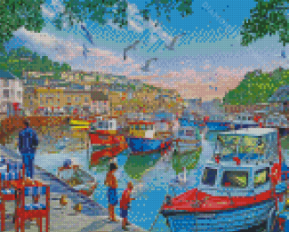 Harbour Cornwall Boats Diamond Paintings