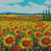 Italy Sunflowers Field Art Diamond Paintings