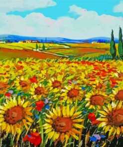 Italy Sunflowers Field Art Diamond Paintings