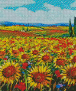 Italy Sunflowers Field Art Diamond Paintings