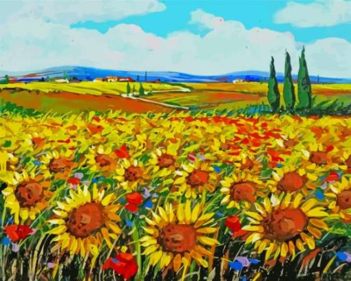 Italy Sunflowers Field Art Diamond Paintings