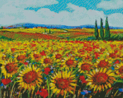 Italy Sunflowers Field Art Diamond Paintings