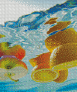 Lemon And Apple Fruits In Pool Diamond Paintings