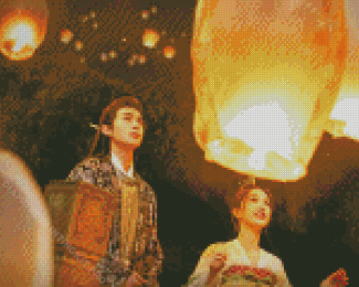 Love Between Fairy And Devil Characters With Lanterns Diamond Paintings