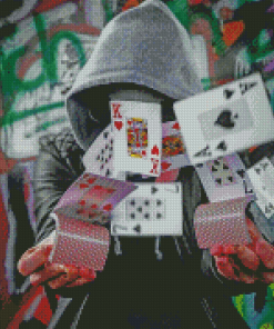 Man With Poker Cards Diamond Paintings