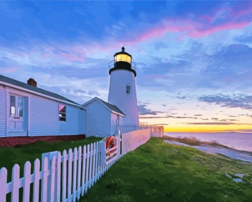 Pemaquid Point Bristol At Sunset Diamond Paintings