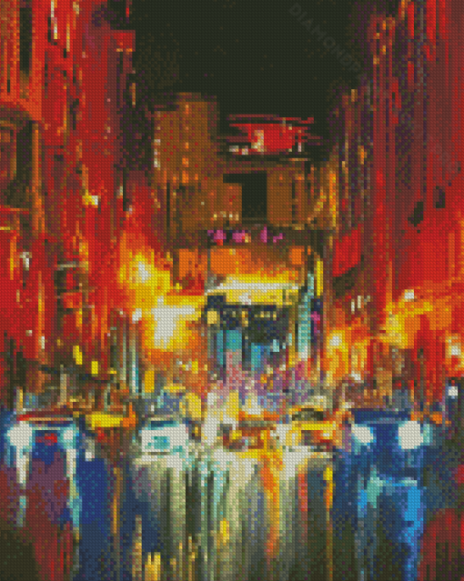 Rainy City At Night Abstract Diamond Paintings