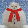 Snowman Cat With Scarf Diamond Paintings