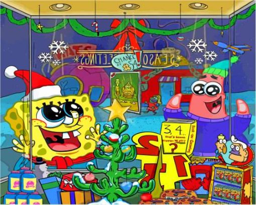 Star And SpongeBob Christmas Diamond Paintings