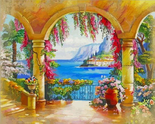 The Arches With Flowers Diamond Paintings