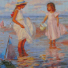 Two Girls On Beach Diamond Paintings