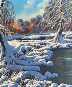 Winter Snowy River Diamond Paintings