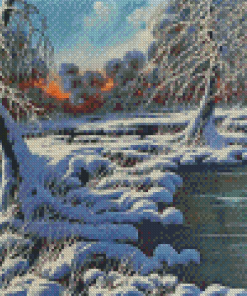 Winter Snowy River Diamond Paintings