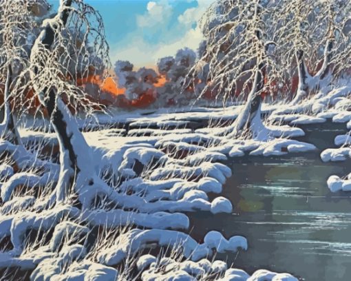 Winter Snowy River Diamond Paintings