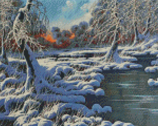 Winter Snowy River Diamond Paintings