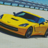 Yellow Chevrolt Corvette Car Diamond Paintings