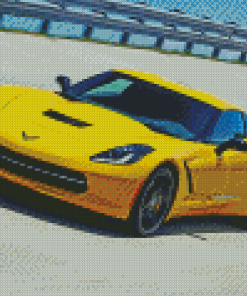 Yellow Chevrolt Corvette Car Diamond Paintings