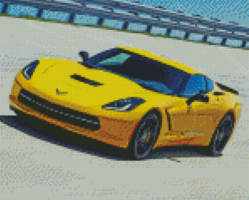 Yellow Chevrolt Corvette Car Diamond Paintings