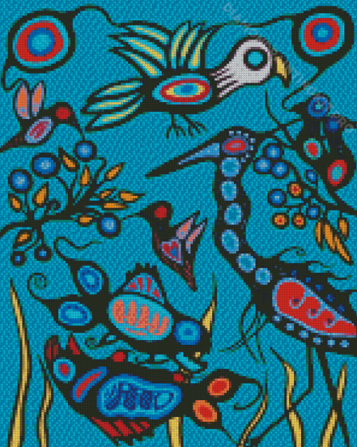 Abstract Canadian Indigenous Birds Art Diamond Paintings