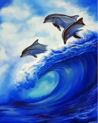 Aesthetic Dolphin In Waves Diamond Paintings