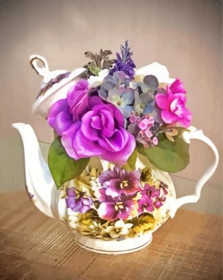 Aesthetic Teapot Flowers Diamond Paintings