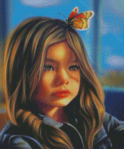 Aesthetic Cute Girl And Butterfly Diamond Paintings