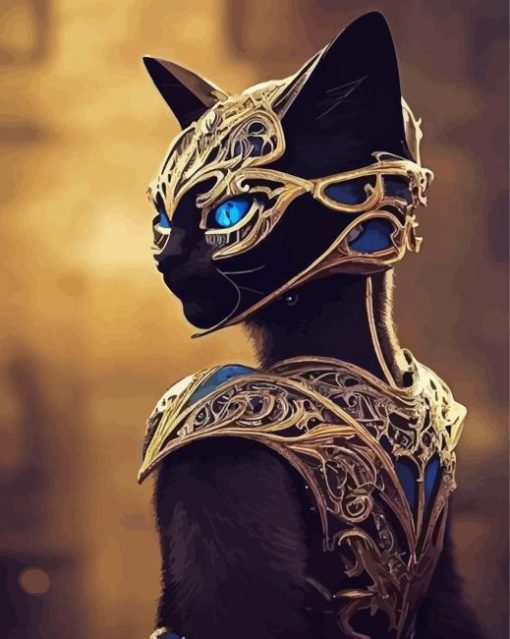 Black Warrior Cat Diamond Paintings