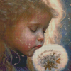 Cute Girl And Dandelion Diamond Paintings