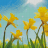 Field Of Daffodils Flowers Diamond Paintings