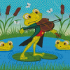 Frog Plays The Violin Diamond Paintings