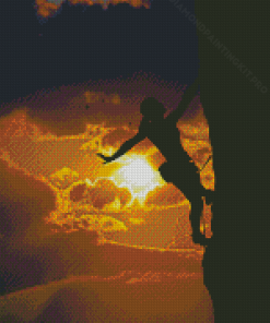 Girl Silhouette Climbing Mountain Diamond Paintings