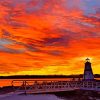 Lighthouse Sunset By The Lake Diamond Paintings