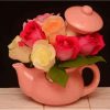 Pink Teapot With Flowers Diamond Paintings