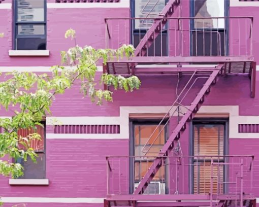 Purple Fire Escape Diamond Paintings