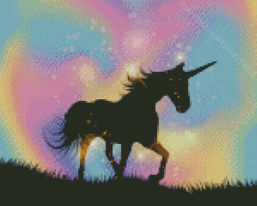 Rainbow And Unicorn Silhouette Diamond Paintings