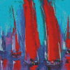 Red Sailboat Abstract Diamond Paintings