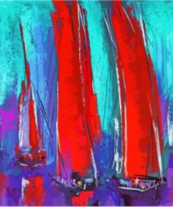 Red Sailboat Abstract Diamond Paintings