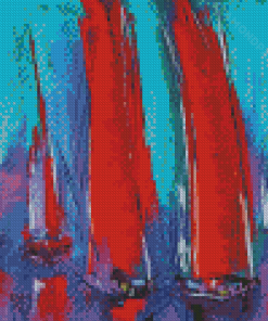 Red Sailboat Abstract Diamond Paintings