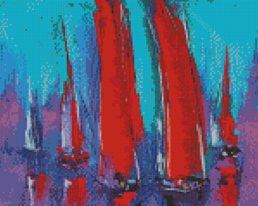 Red Sailboat Abstract Diamond Paintings