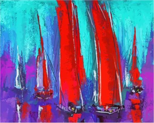 Red Sailboat Abstract Diamond Paintings