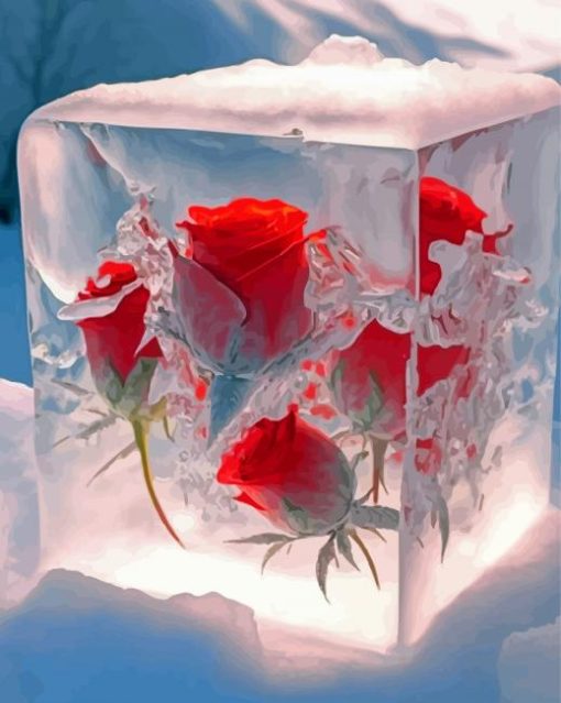 Red Frozen Roses Diamond Paintings