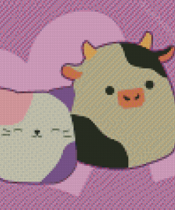 Squishmallow Cow And Cat Art Diamond Paintings