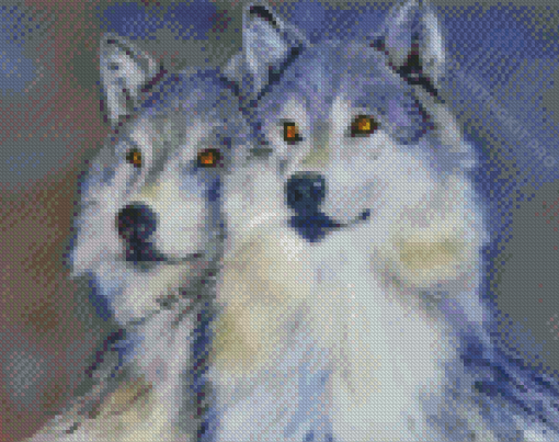 Aesthetic Wolf Couple Diamond Paintings